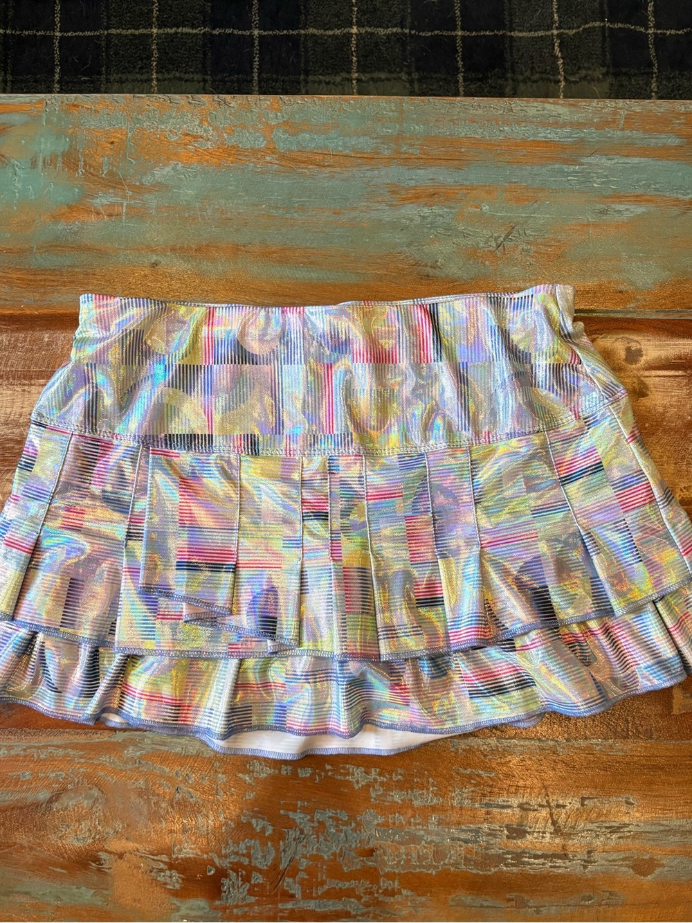 Lucky in Love Holographic Shiny Multi-Color Tennis Pickleball Skort small